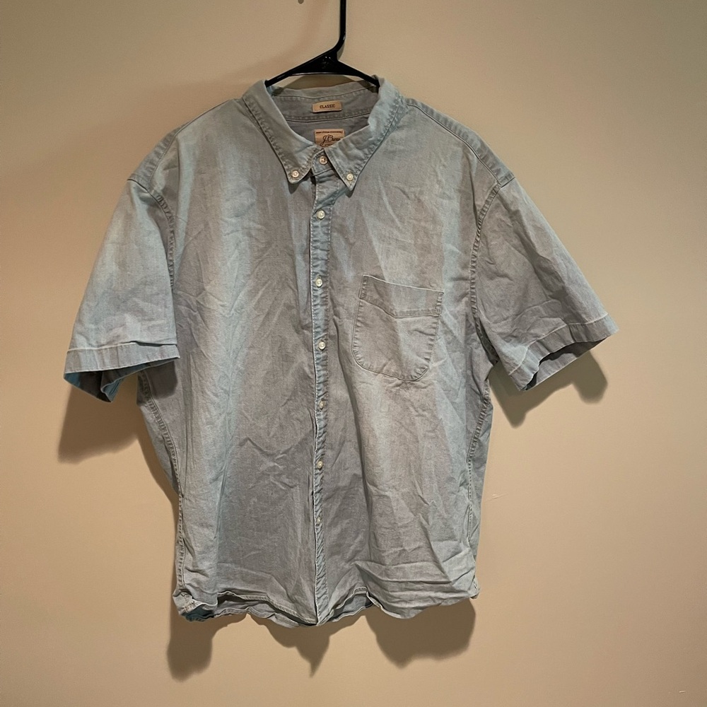 J. Crew Blue Casual Button Down Shirt Short Sleeves